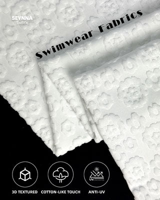 টেক্সচার্ড সাঁতারের কাপড় 95% পুনর্ব্যবহৃত পলিস্টার উচ্চ ক্লোরিন প্রতিরোধের