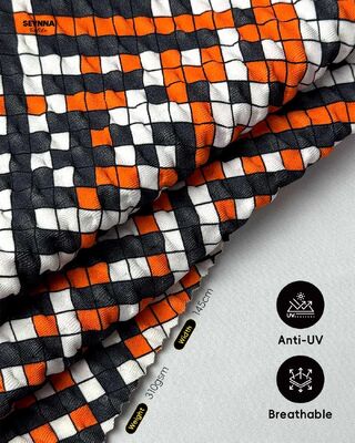 UPF 50+ সান প্রোটেকশন এবং 95% রিসাইকেলড নাইলন সহ উচ্চ কালার ফাস্টনেস টেক্সচার্ড সাঁতারের কাপড়